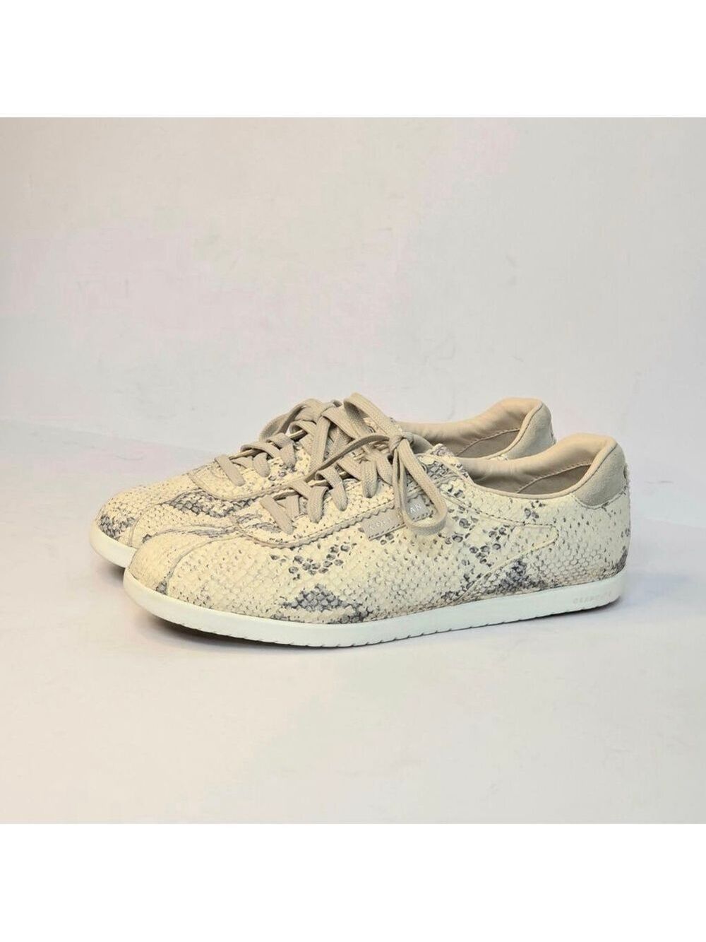 Cole Haan GrandPrø Snakeskin Sneakers Beige Gray Women's Size 8.5